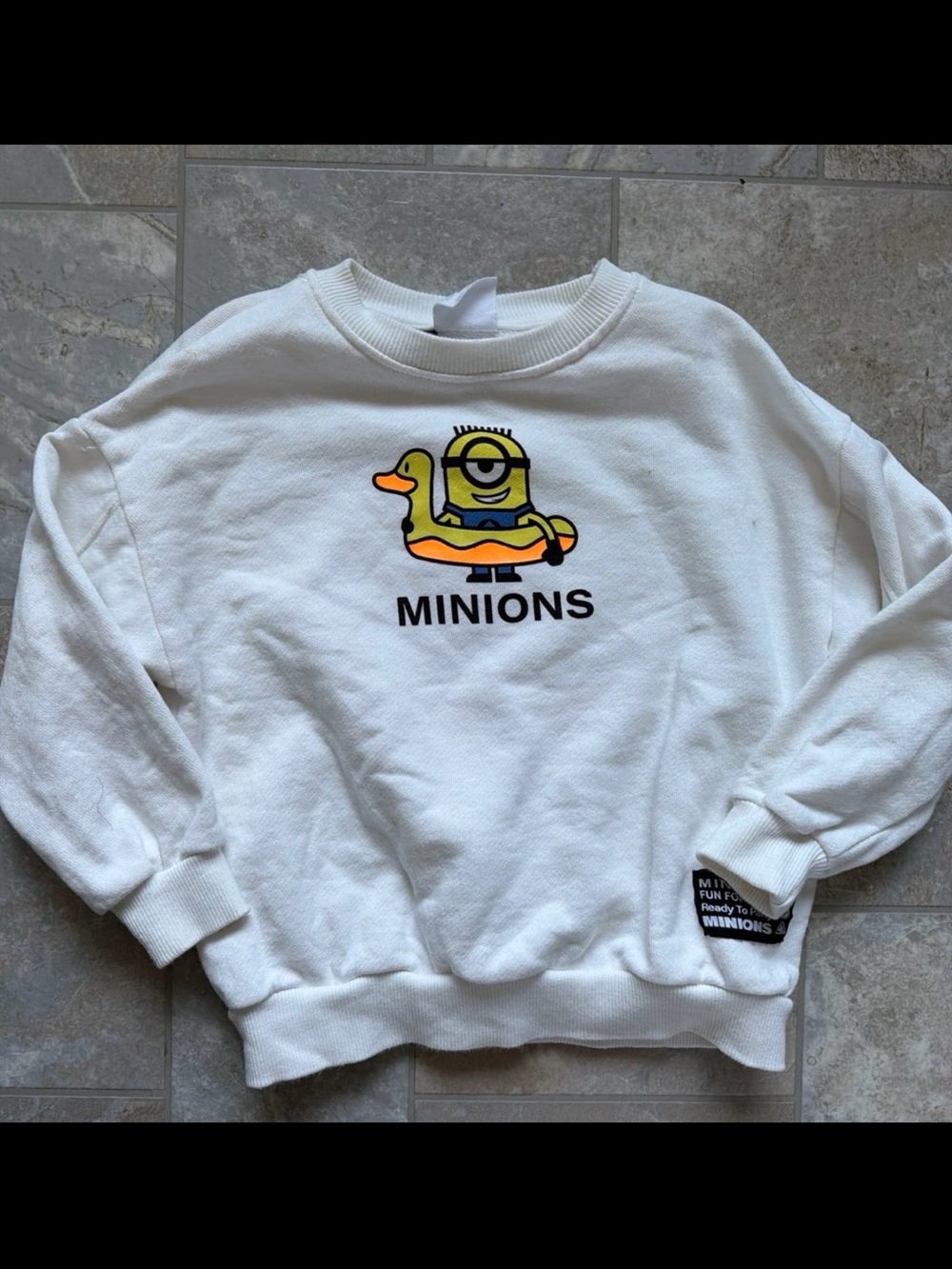 Zara White Minions Graphic Long Sleeve Tee